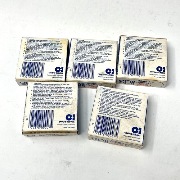 Vintage [5 Boxes of 12] Magic Button Regular Mason Canning Lids Deadstock - Picture 2 of 4